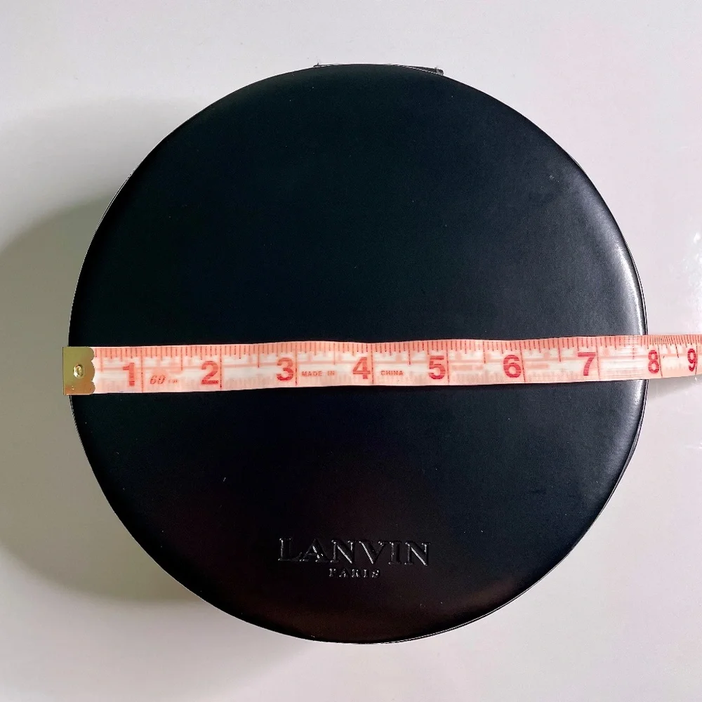 Lanvin Paris Black Faux Leather Round Circular Empty Storage Gift Box